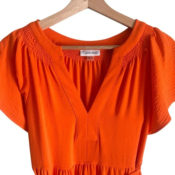 Calvin Klein Flutter Sleeve Tiered A-Line Maxi Dress Size 8 NWT - Picture 4 of 6